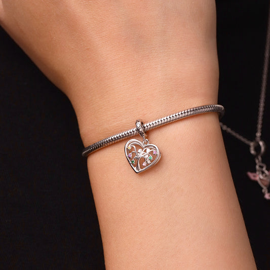 Gnoce Birthstone Lily Tree of Life Charm Platinum-plated Silver Blend_3