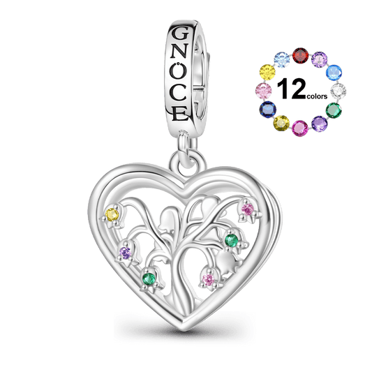 Gnoce Birthstone Lily Tree of Life Charm Platinum-plated Silver Blend_1