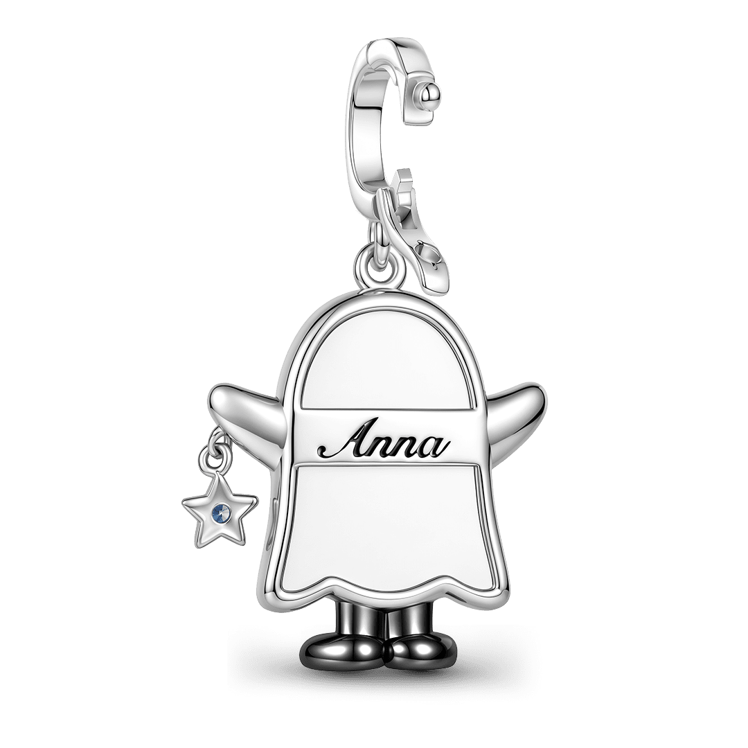 Gnoce Halloween Ghost Personalized Photo Birthstone Clasp Dangle Charm Platinum‑plated Silver Blend_7