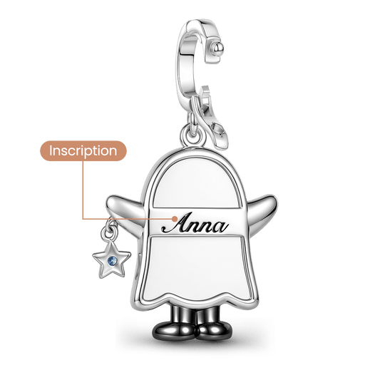 Gnoce Halloween Ghost Personalized Photo Birthstone Clasp Dangle Charm Platinum‑plated Silver Blend_4
