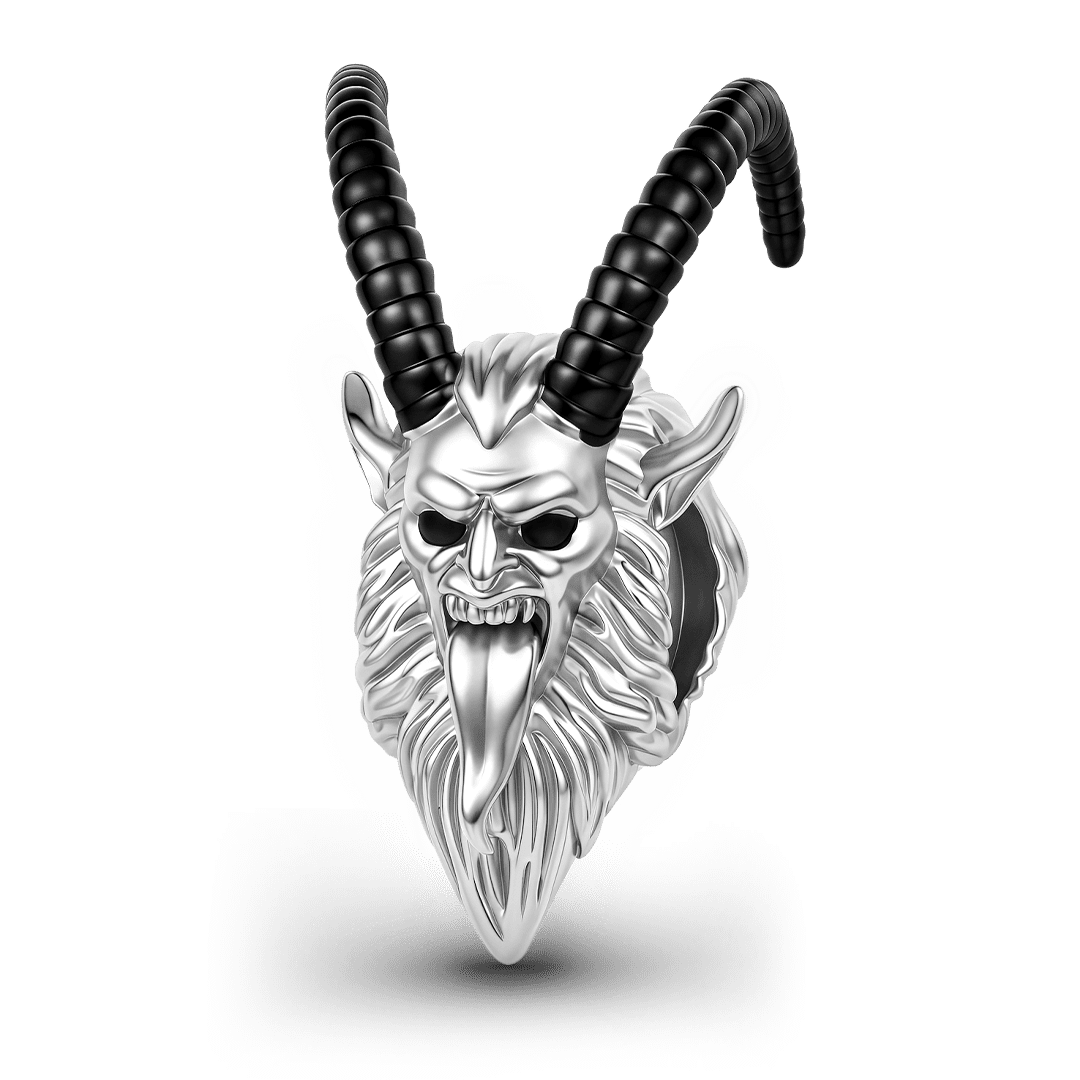 Gnoce Krampus Christmas Demon Through‑hole Bead Charm Platinum‑plated Silver Blend_1
