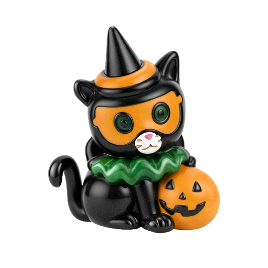 Gnoce Glow‑in‑the‑dark Halloween Black Cat Through‑hole Bead Charm Black Gold-plated Silver Blend_1