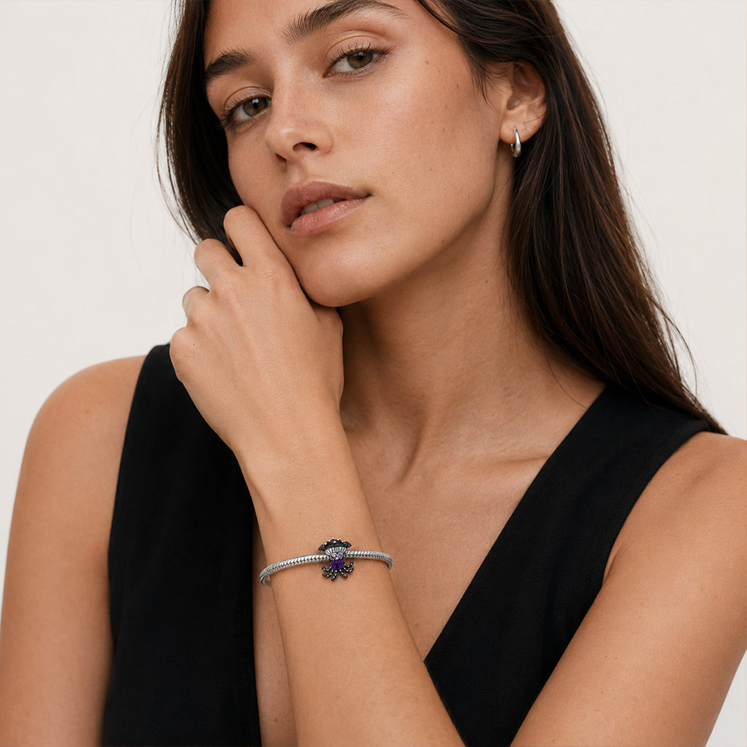 Gnoce Glow‑in‑the‑dark Dark Jellyfish Spider Through‑hole Bead Charm Black Gold-plated Silver Blend_5