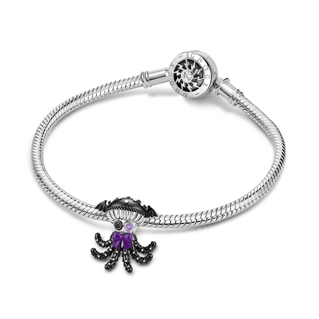 Gnoce Glow‑in‑the‑dark Dark Jellyfish Spider Through‑hole Bead Charm Black Gold-plated Silver Blend_4