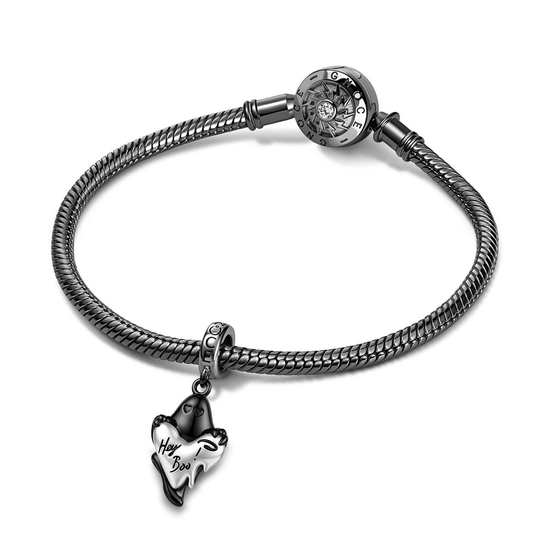 Gnoce Halloween Ghost Dangle Charm Platinum‑plated Silver Blend_3