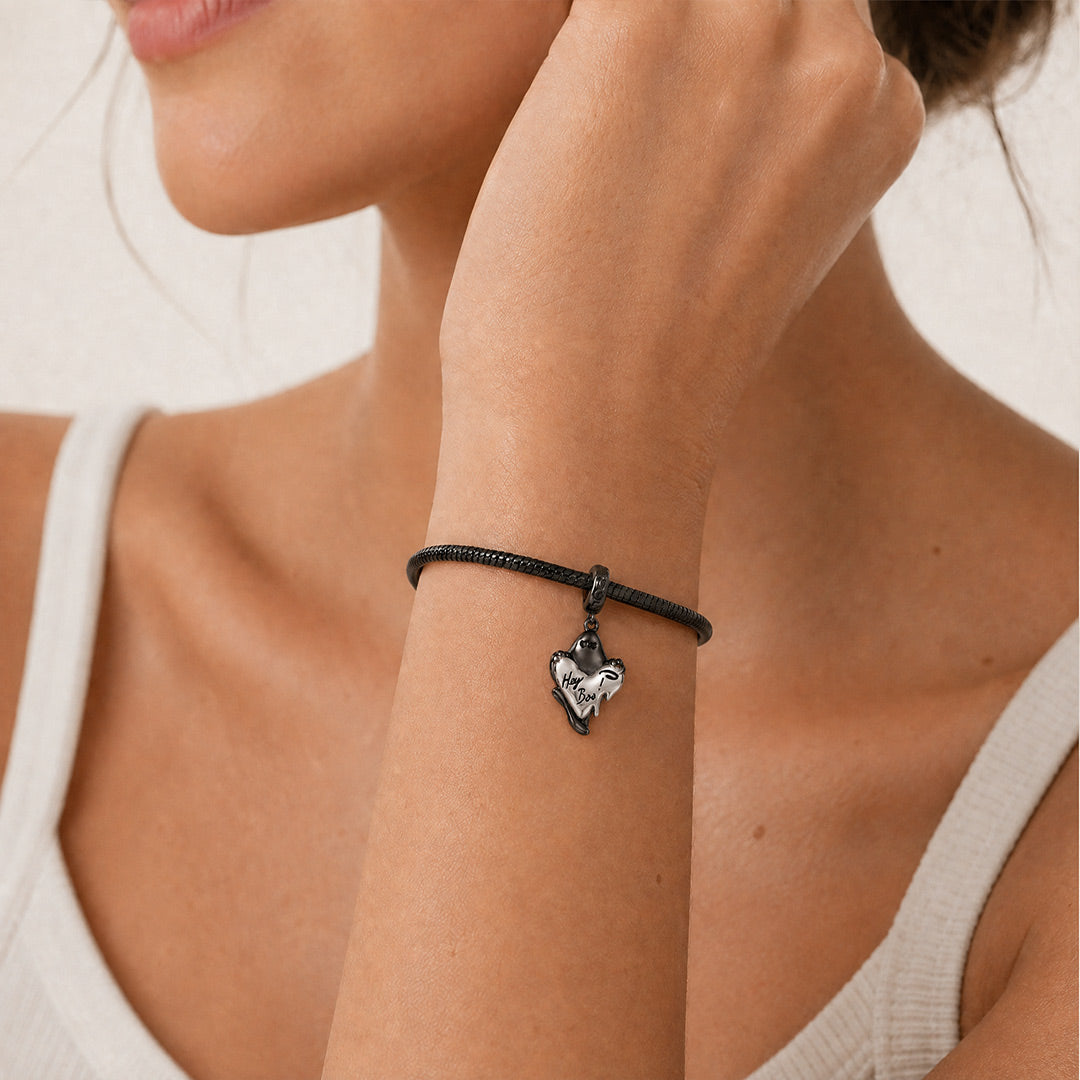 Gnoce Halloween Ghost Dangle Charm Platinum‑plated Silver Blend_2