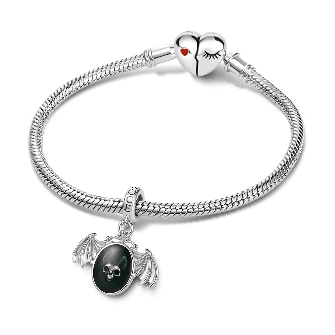 Gnoce Halloween Thermochromic Bat Skull Dangle Charm Platinum‑plated Silver Blend_4