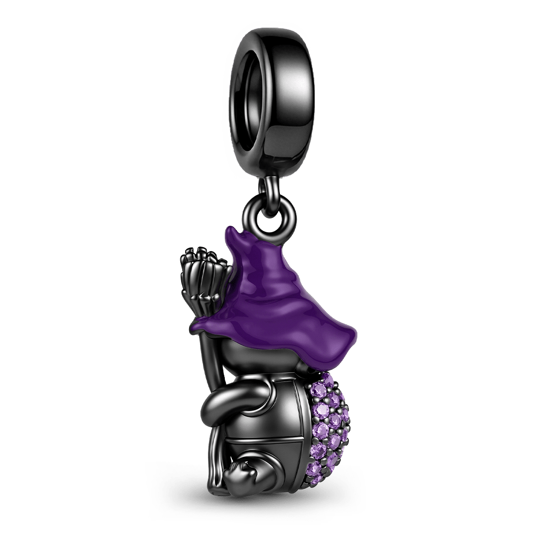 Gnoce Halloween Wizard Turtle Dangle Charm Black Gold-plated Silver Blend_5