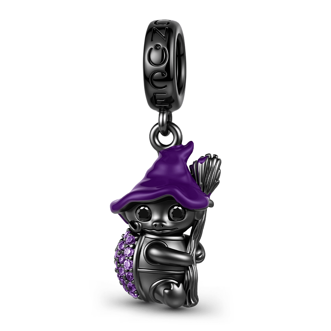 Gnoce Halloween Wizard Turtle Dangle Charm Black Gold-plated Silver Blend_1