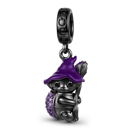 Gnoce Halloween Wizard Turtle Dangle Charm Black Gold-plated Silver Blend_1