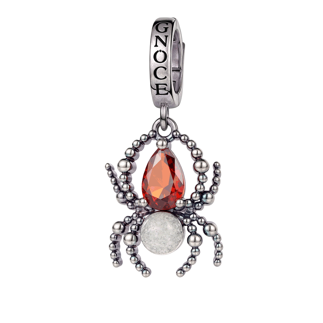 Gnoce Glow‑in‑the‑dark Spider Birthstone Dangle Charm Platinum‑plated Silver Blend_1