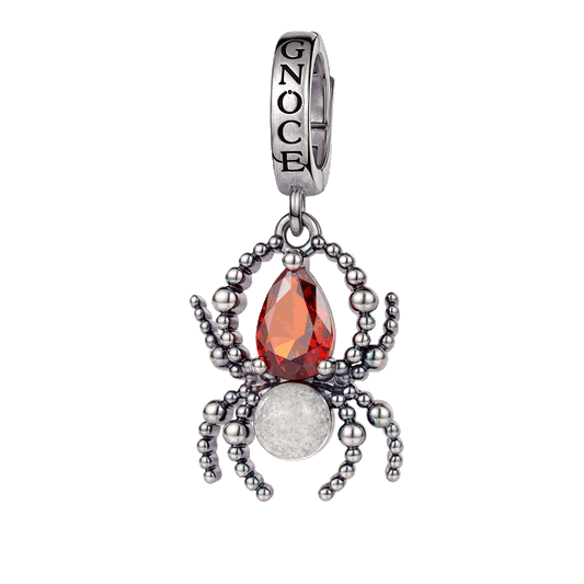 Gnoce Glow‑in‑the‑dark Spider Birthstone Dangle Charm Platinum‑plated Silver Blend_1