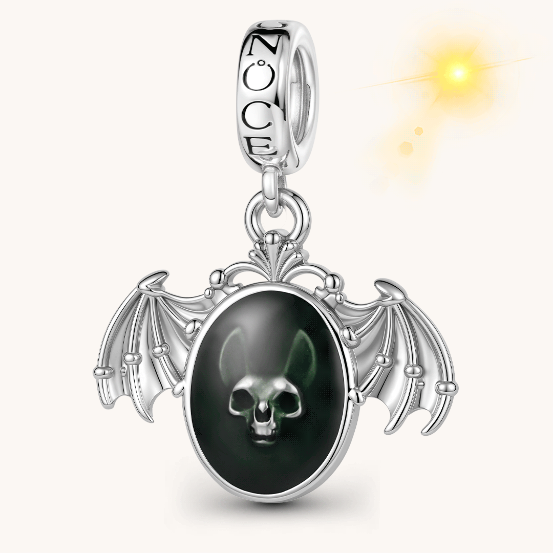 Gnoce Halloween Thermochromic Bat Skull Dangle Charm Platinum‑plated Silver Blend_1