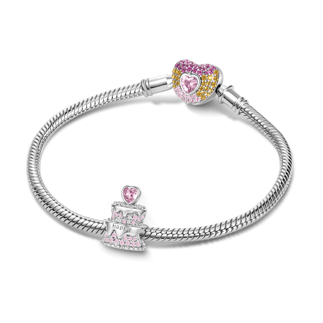 Gnoce Paved Crystal Birthday Cake Stopper Charm Platinum‑plated Silver Blend_3