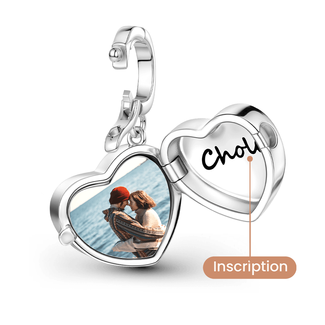 Gnoce Multi‑functional Engraving Heart Birthstone Locket Clasp Dangle Charm Platinum‑plated Silver Blend_3
