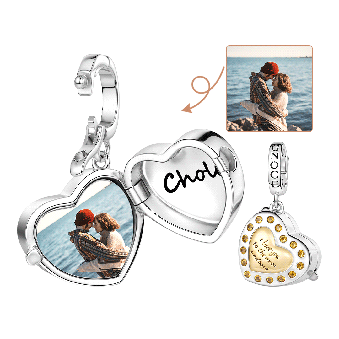 Gnoce Multi‑functional Engraving Heart Birthstone Locket Clasp Dangle Charm Platinum‑plated Silver Blend_1