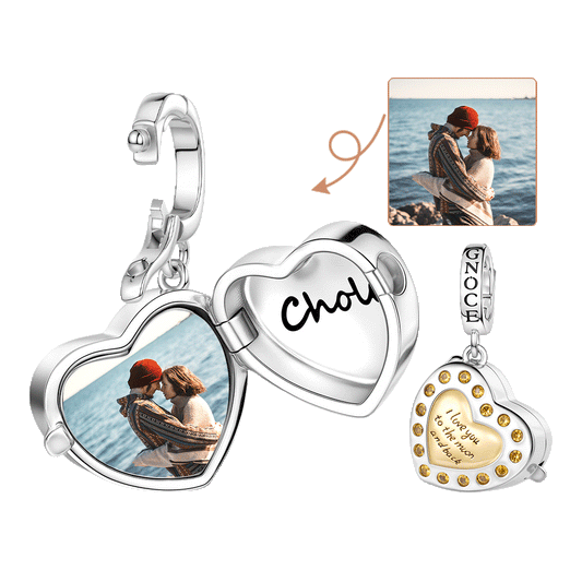 Gnoce Multi‑functional Engraving Heart Birthstone Locket Clasp Dangle Charm Platinum‑plated Silver Blend_1