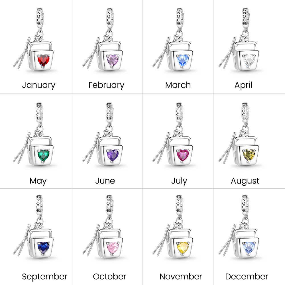Gnoce Birthstone Custom Takeout Box Clasp Dangle Charm Platinum‑plated Silver Blend_6