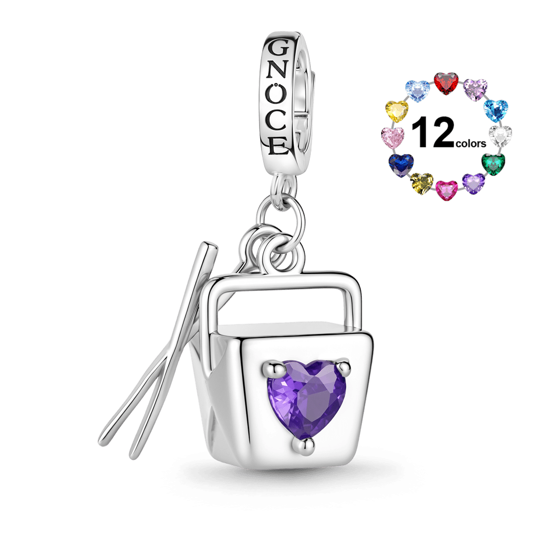Gnoce Birthstone Custom Takeout Box Clasp Dangle Charm Platinum‑plated Silver Blend_1