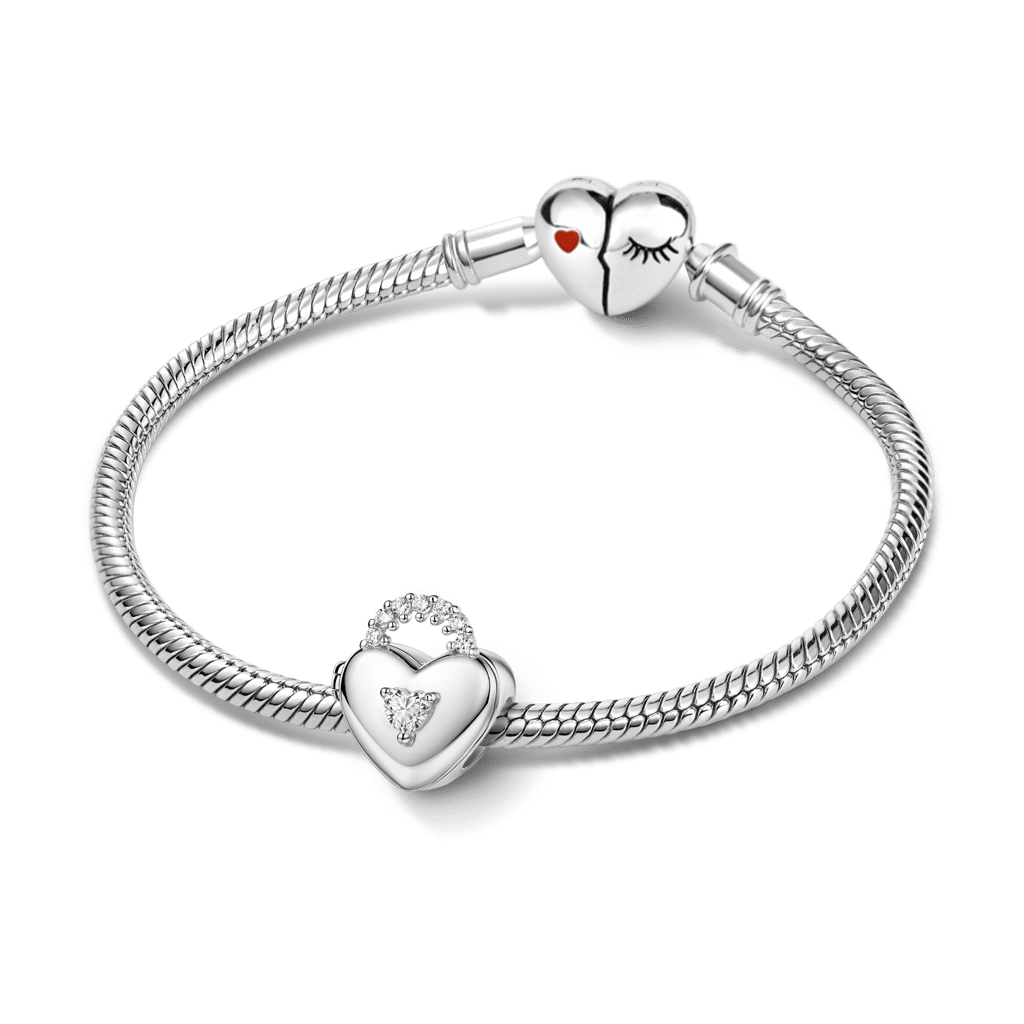 Gnoce Birthstone Custom Engravable Heart Locket Bead Charm Platinum‑plated Silver Blend_4