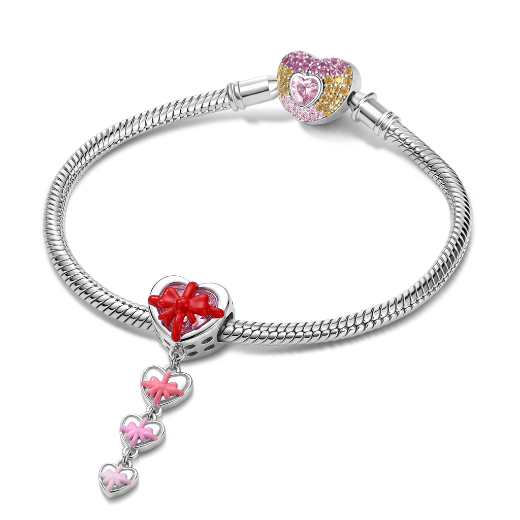Gnoce Custom Letter & Photo Heart Bead Charm Platinum‑plated Silver Blend_4