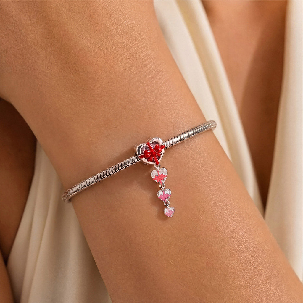 Gnoce Custom Letter & Photo Heart Bead Charm Platinum‑plated Silver Blend_3