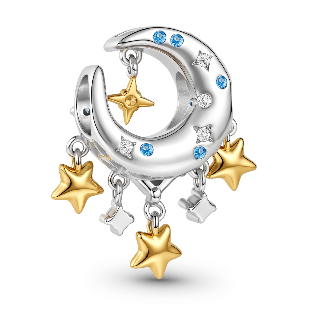 Gnoce Initial Personalized Moon Dreamcatcher Bead Platinum‑plated Silver Blend_6
