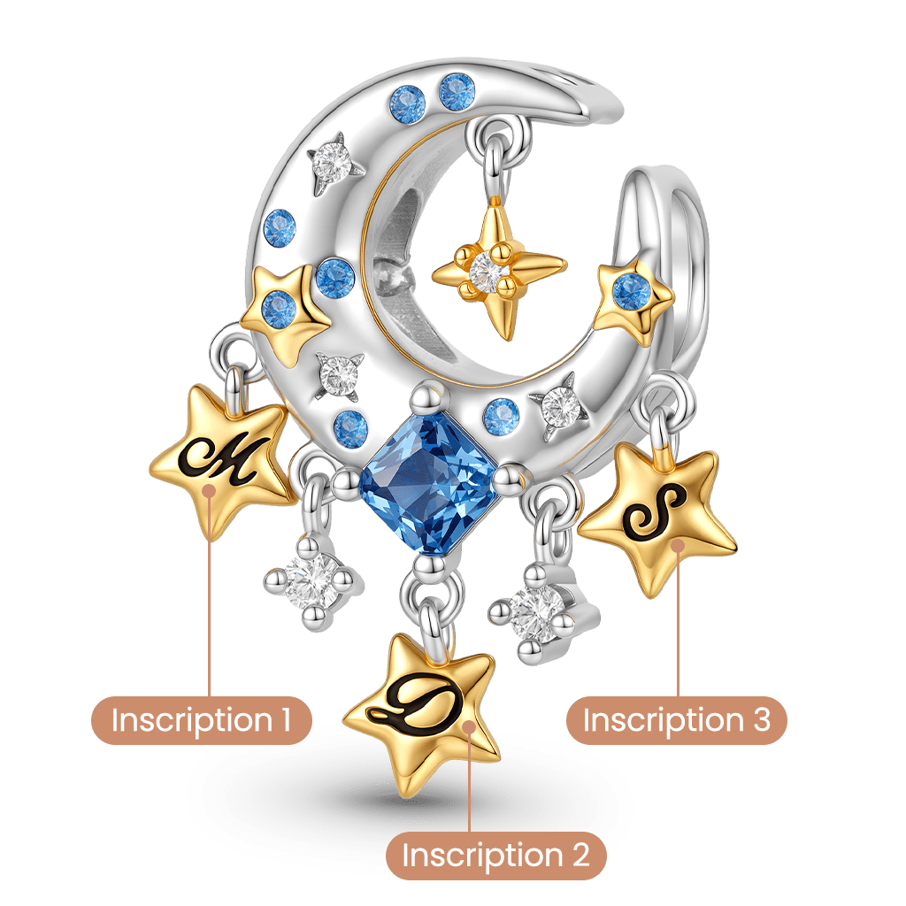 Gnoce Initial Personalized Moon Dreamcatcher Bead Platinum‑plated Silver Blend_5