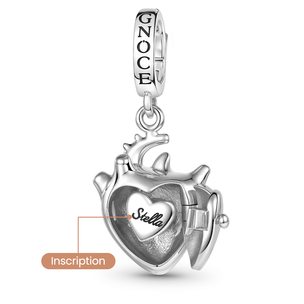 Gnoce Engravable Human Heart Locket Clasp Dangle Charm Platinum‑plated Silver Blend_6