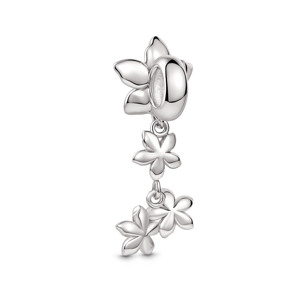 Gnoce Flower Mom Initial Personalized Bead Charm Platinum‑plated Silver Blend_6