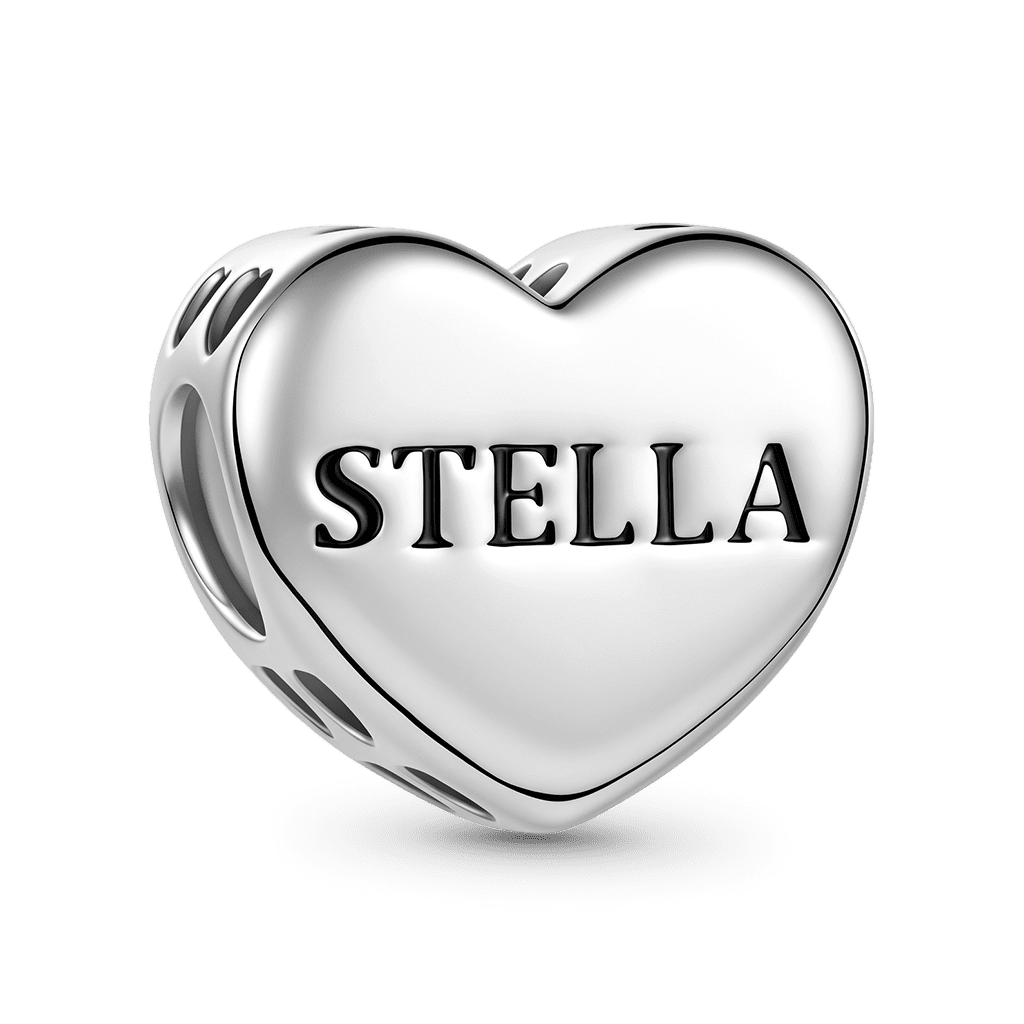 Gnoce Heart Engravable Through‑hole Bead Charm Platinum‑plated Silver Blend_6