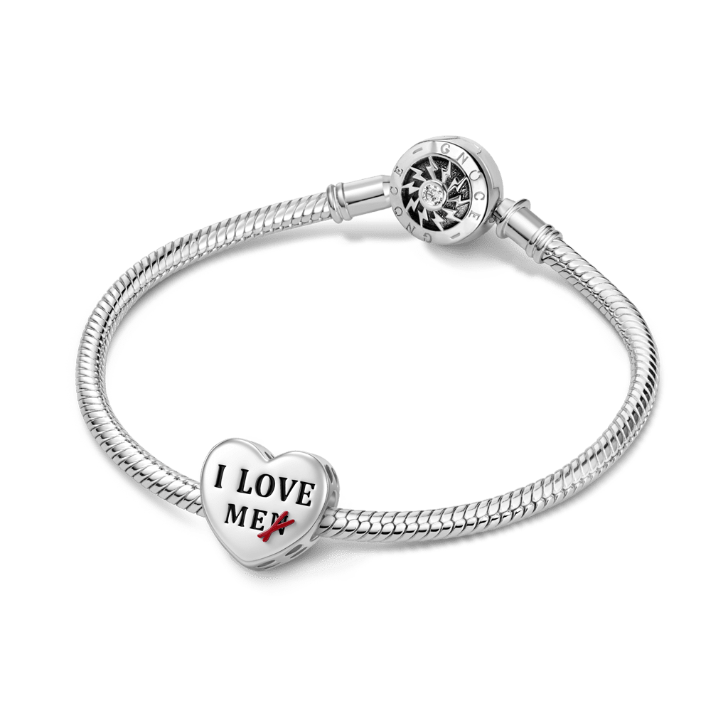 Gnoce Heart Engravable Through‑hole Bead Charm Platinum‑plated Silver Blend_3