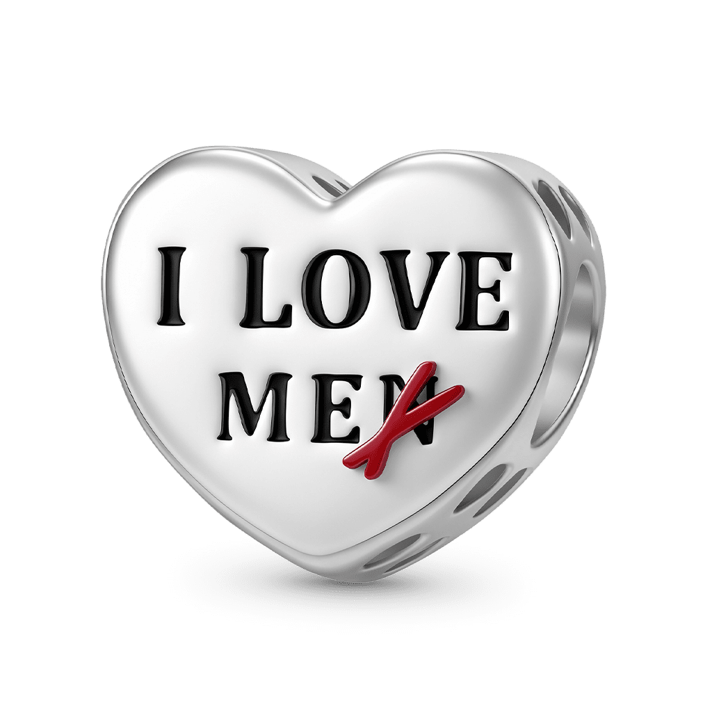 Gnoce Heart Engravable Through‑hole Bead Charm Platinum‑plated Silver Blend_1