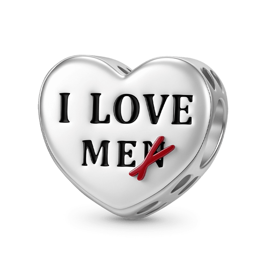 Gnoce Heart Engravable Through‑hole Bead Charm Platinum‑plated Silver Blend_1