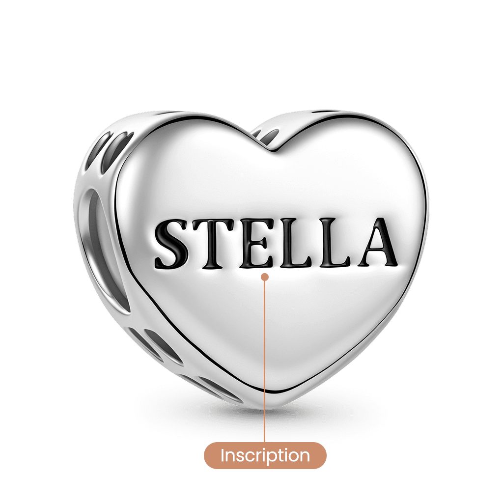 Gnoce Heart Engravable Through‑hole Bead Charm Platinum‑plated Silver Blend_5