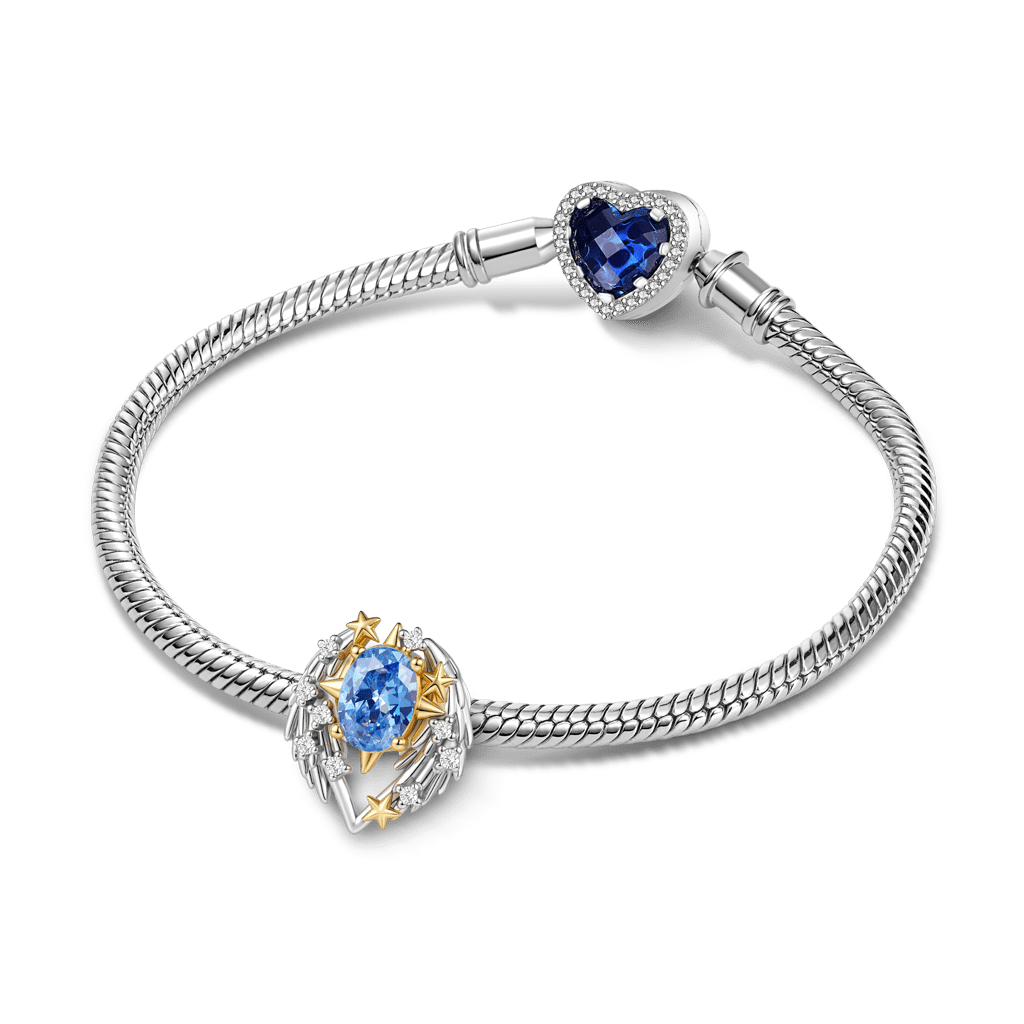Gnoce Angel Wing Birthstone Engravable Bead Charm Platinum‑plated Silver Blend_3