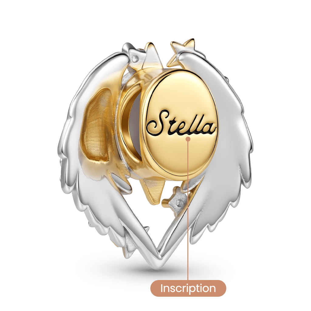 Gnoce Angel Wing Birthstone Engravable Bead Charm Platinum‑plated Silver Blend_5