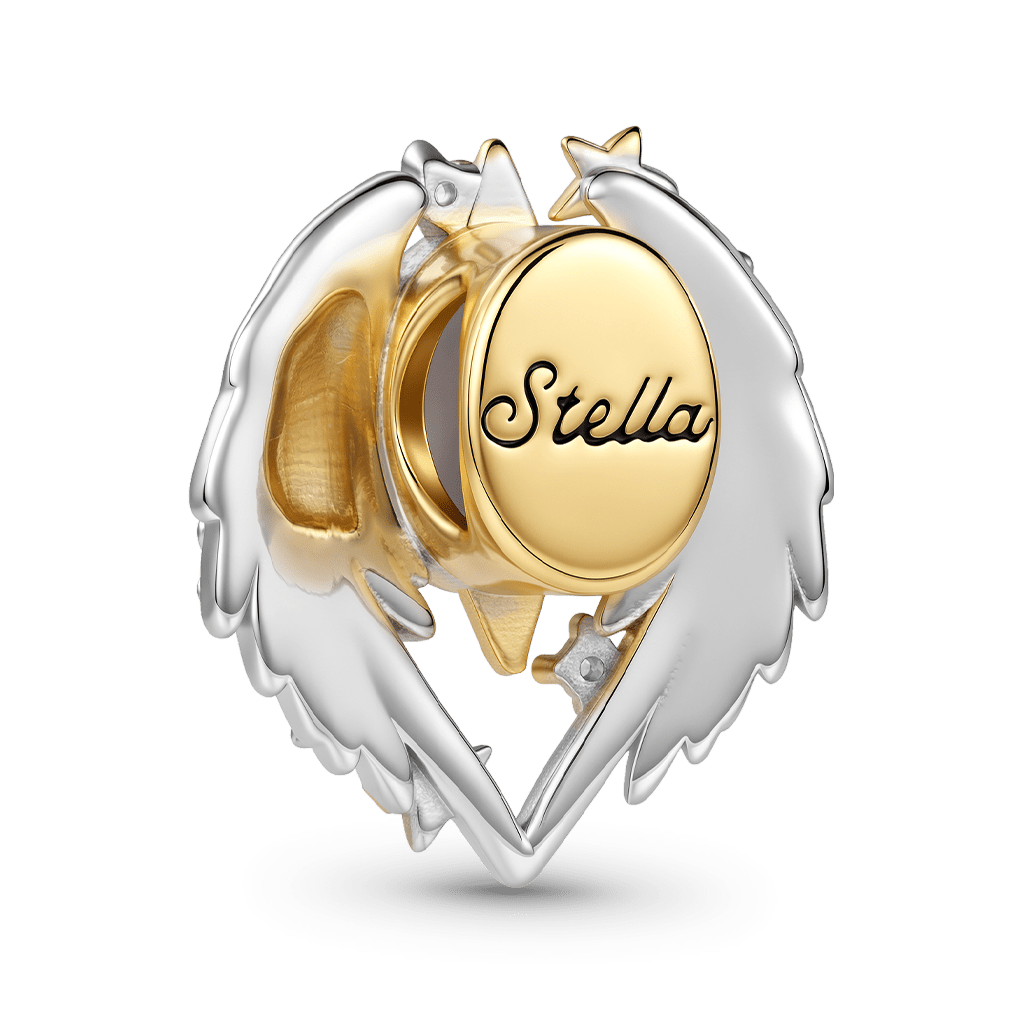 Gnoce Angel Wing Birthstone Engravable Bead Charm Platinum‑plated Silver Blend_6