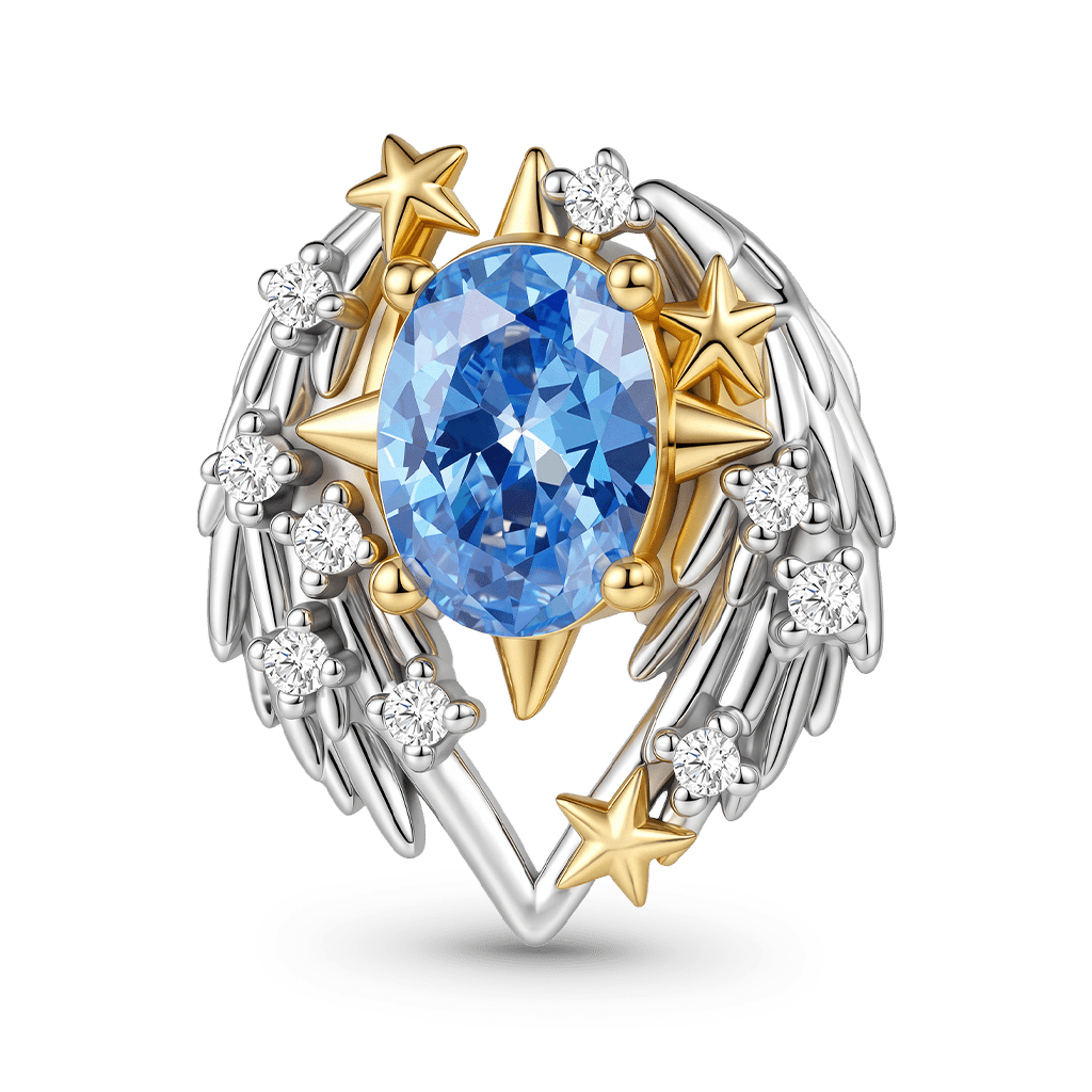 Gnoce Angel Wing Birthstone Engravable Bead Charm Platinum‑plated Silver Blend_1