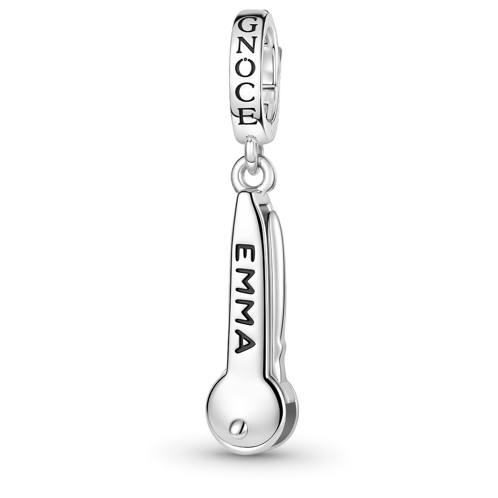 Gnoce Openable Key Engravable Clasp Dangle Charm Platinum‑plated Silver Blend_2