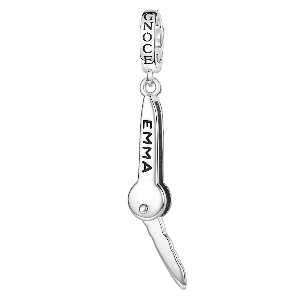 Gnoce Openable Key Engravable Clasp Dangle Charm Platinum‑plated Silver Blend_7