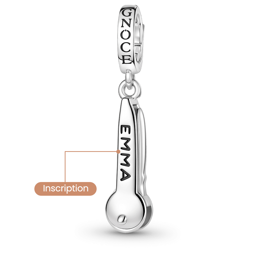 Gnoce Openable Key Engravable Clasp Dangle Charm Platinum‑plated Silver Blend_6