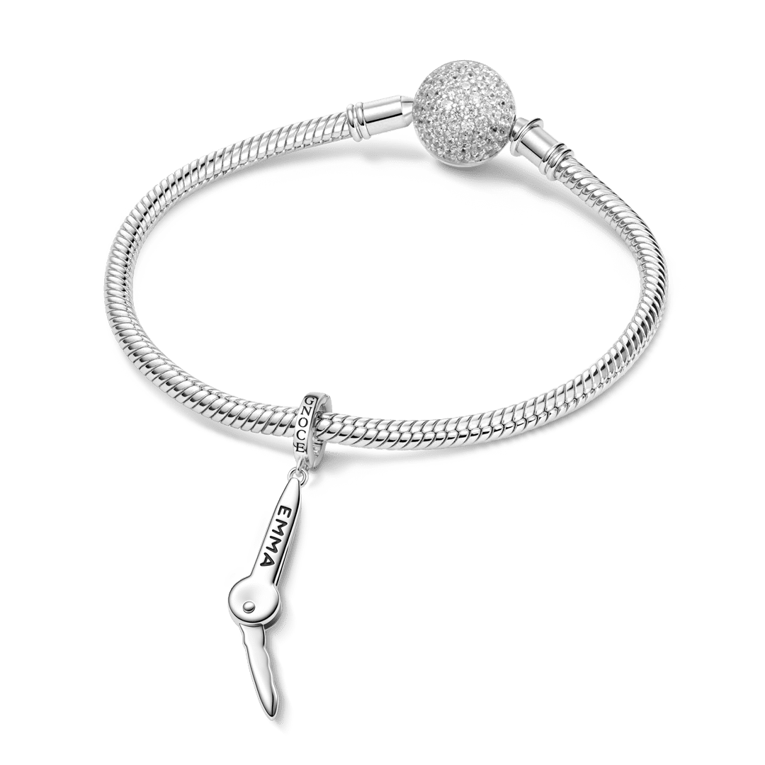 Gnoce Openable Key Engravable Clasp Dangle Charm Platinum‑plated Silver Blend_4