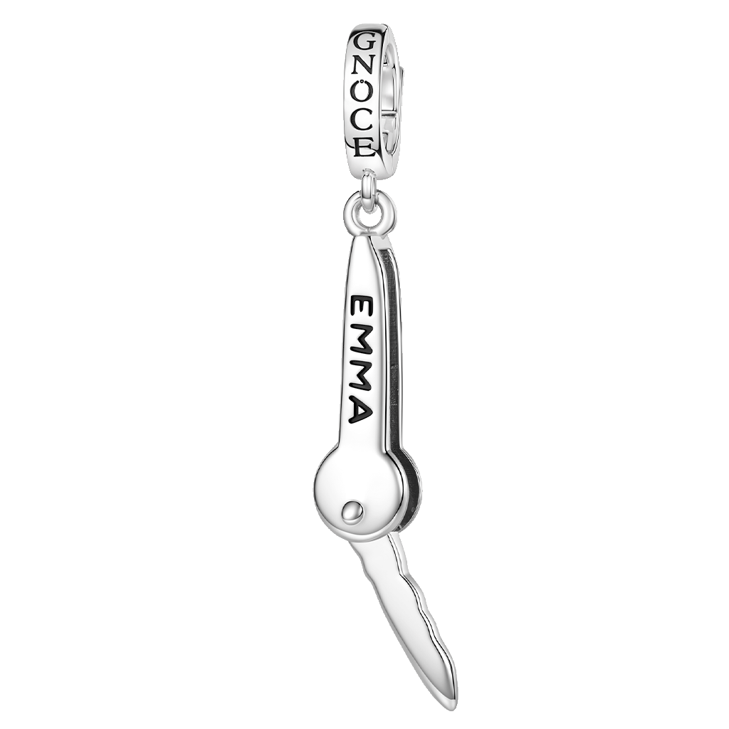 Gnoce Openable Key Engravable Clasp Dangle Charm Platinum‑plated Silver Blend_1