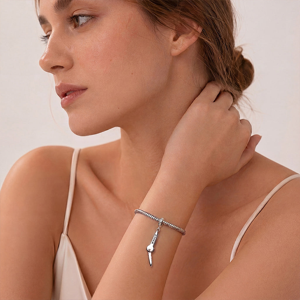 Gnoce Openable Key Engravable Clasp Dangle Charm Platinum‑plated Silver Blend_5