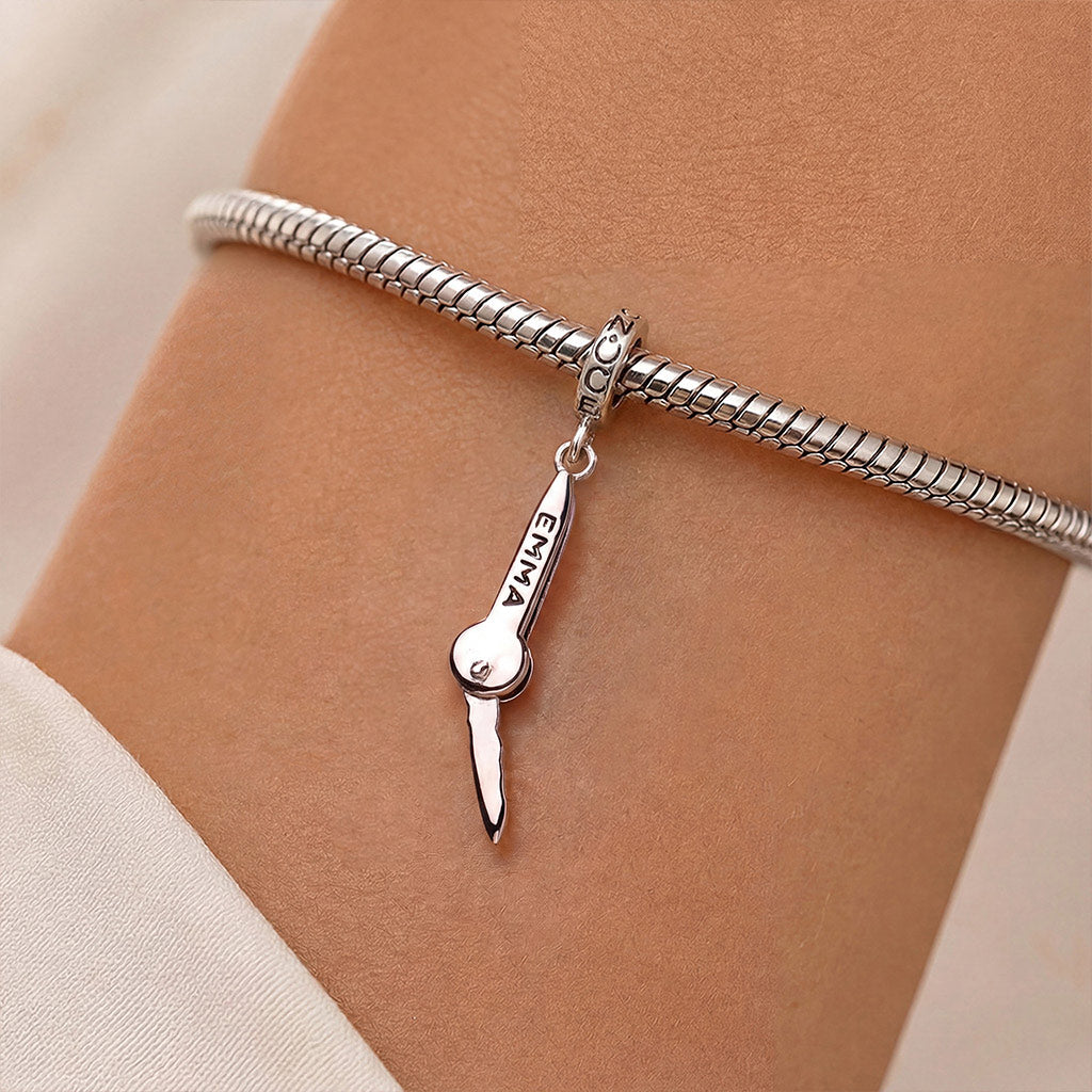 Gnoce Openable Key Engravable Clasp Dangle Charm Platinum‑plated Silver Blend_3