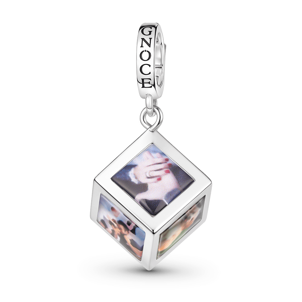 Gnoce Multi‑side Photo Custom Clasp Dangle Charm Platinum‑plated Silver Blend_6