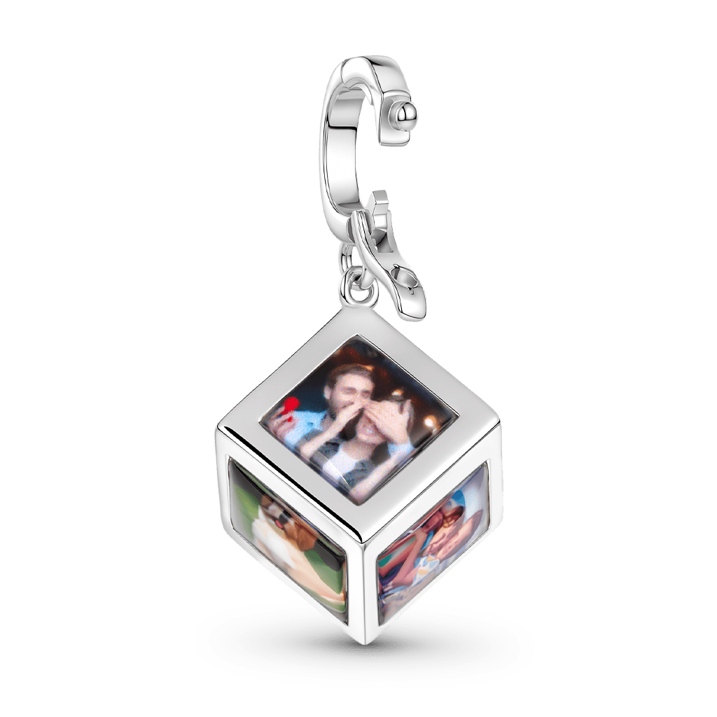 Gnoce Multi‑side Photo Custom Clasp Dangle Charm Platinum‑plated Silver Blend_7