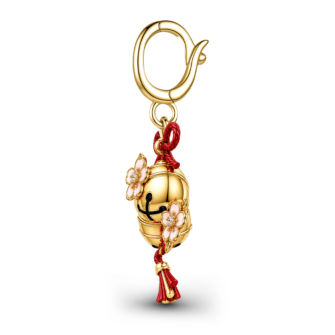 Gnoce Japanese Style Bell Sakura Clasp Dangle Charm Platinum‑plated Silver Blend_5