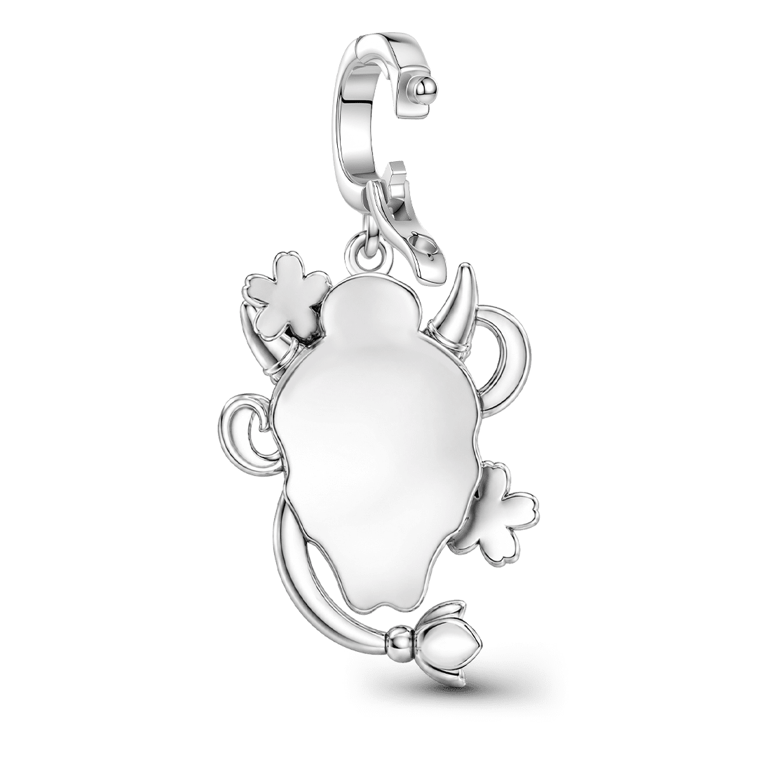 Gnoce Glow‑in‑the‑Dark Japanese Halloween Oni Mask Clasp Dangle Charm Platinum‑plated Silver Blend_7